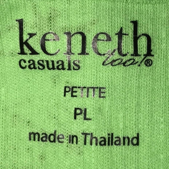 KENETH TOO! CASUALS GREEN MULTICOLOR FLORAL DESIGN STRETCH TOP SIZE PETITE LARGE - Picture 4 of 6